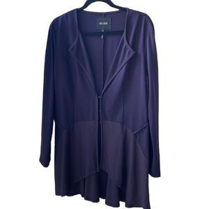 💙🖤 Nic+Zoe Jersey Knit 3 Hook & Eye Closure Long 33” Riding Jacket Navy & Black